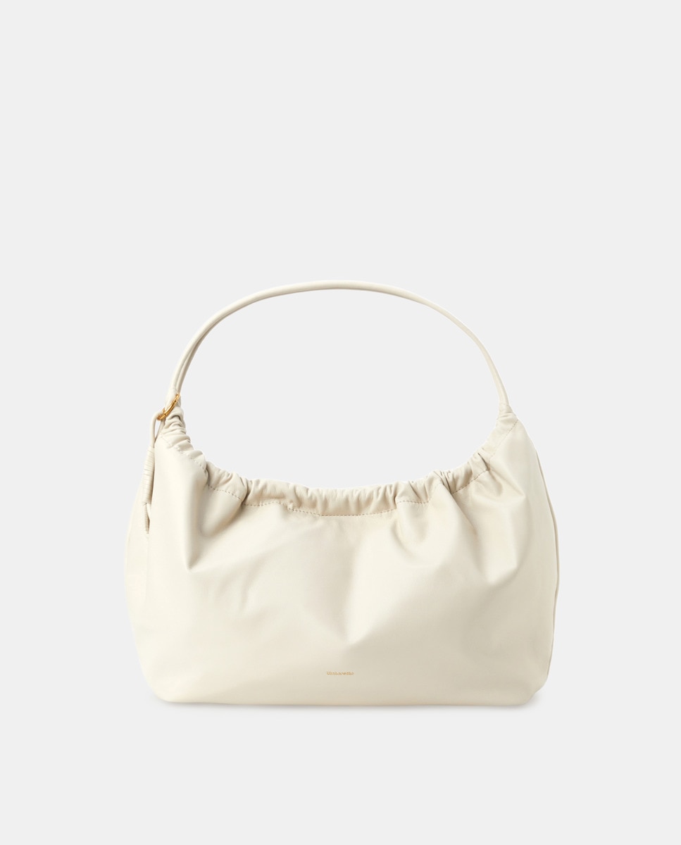 Mala de Ombro Franzida com Nécessaire Branco-marfim-1