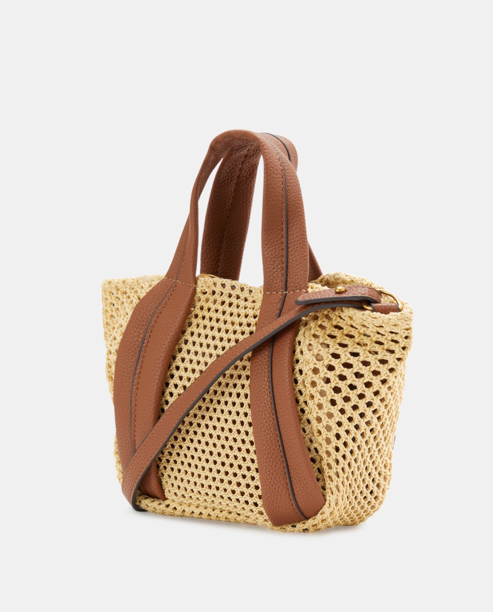 Mala Shopper 2 em 1 Pequena com Alça de Tiracolo Castanho-3