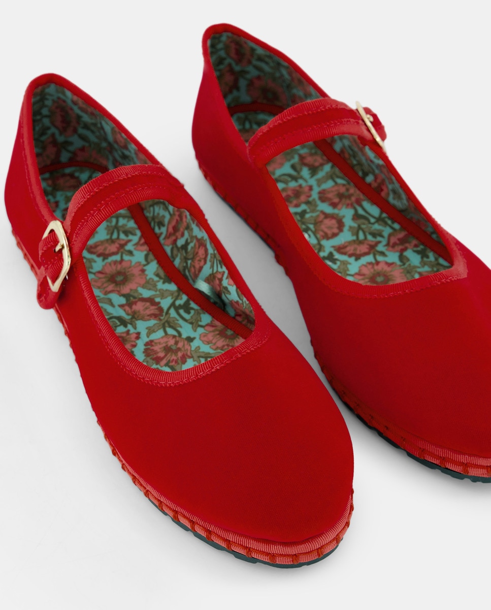 Zapato mercedes terciopelo Rojo-5