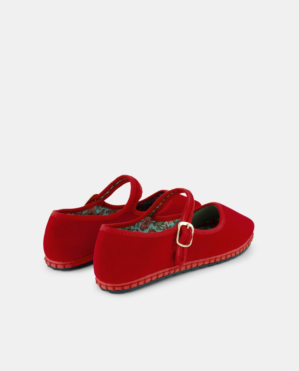 Zapato mercedes terciopelo Rojo-3