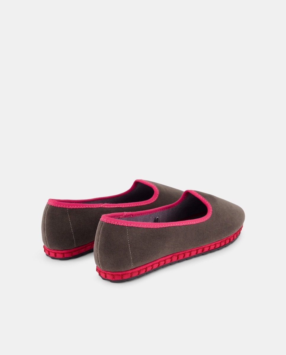 Zapato de terciopelo vivos a contraste Topo-3