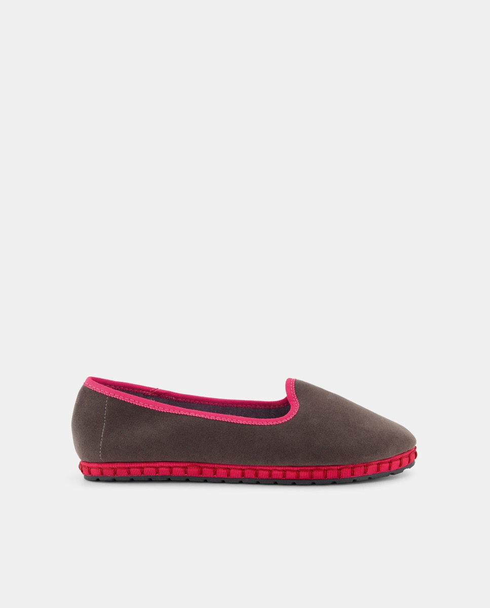 Zapato de terciopelo vivos a contraste Topo-1