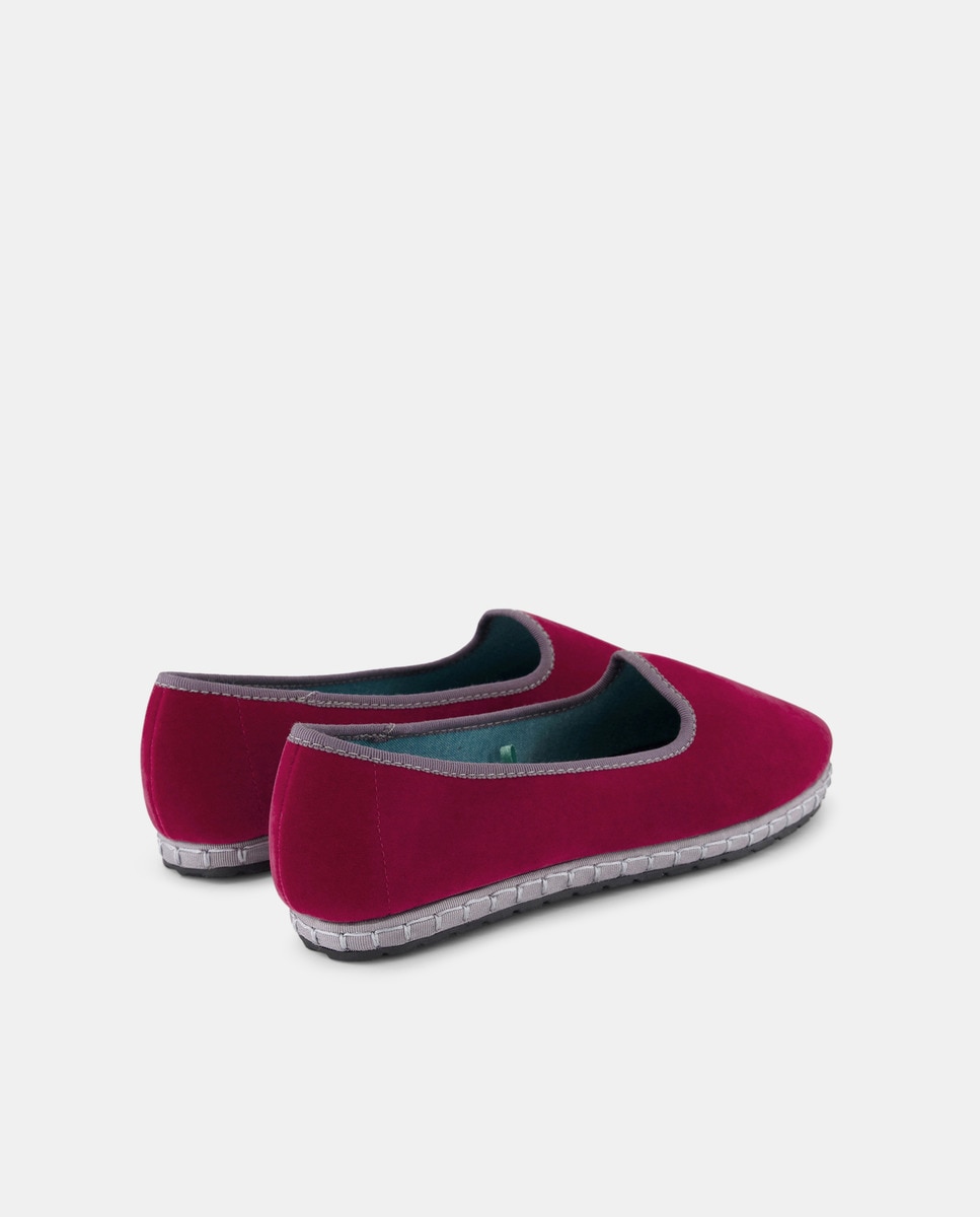 Zapato de terciopelo vivos a contraste Fucsia-3