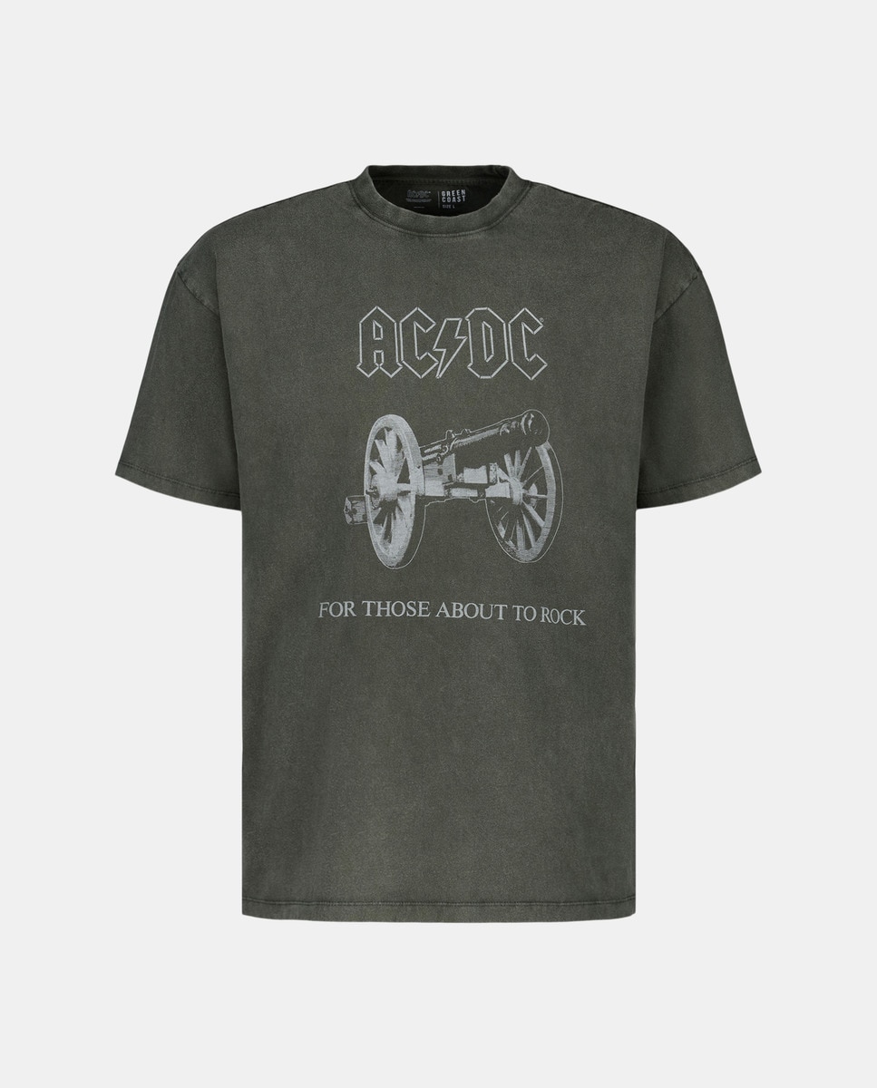 T-shirt de Manga Curta Licença AC/DC Caqui-4