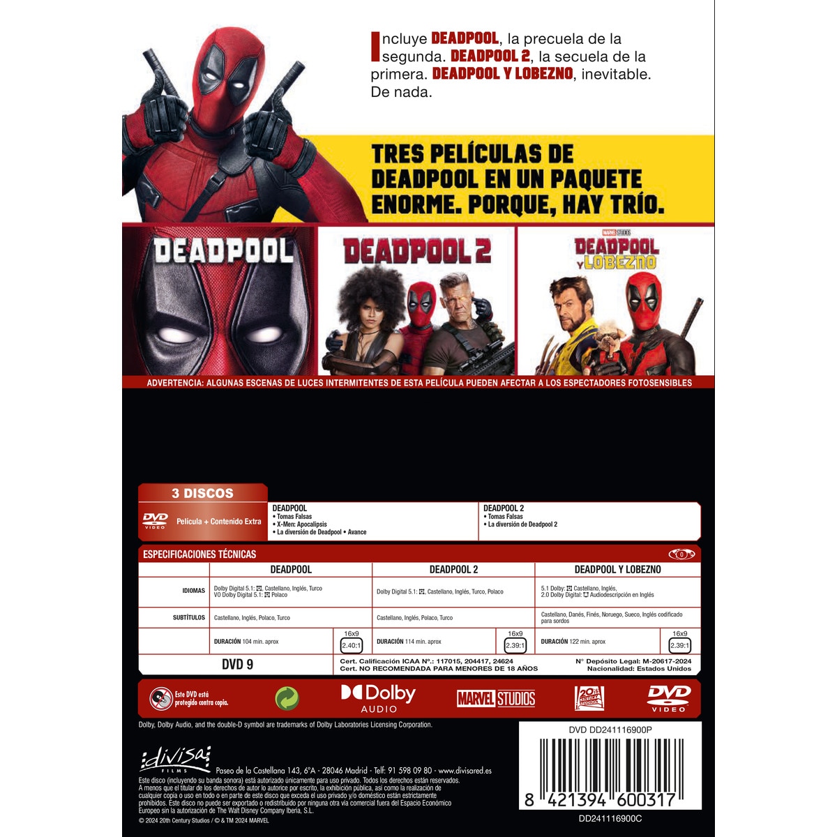 Deadpool: Colección 3 películas (DVD) 2