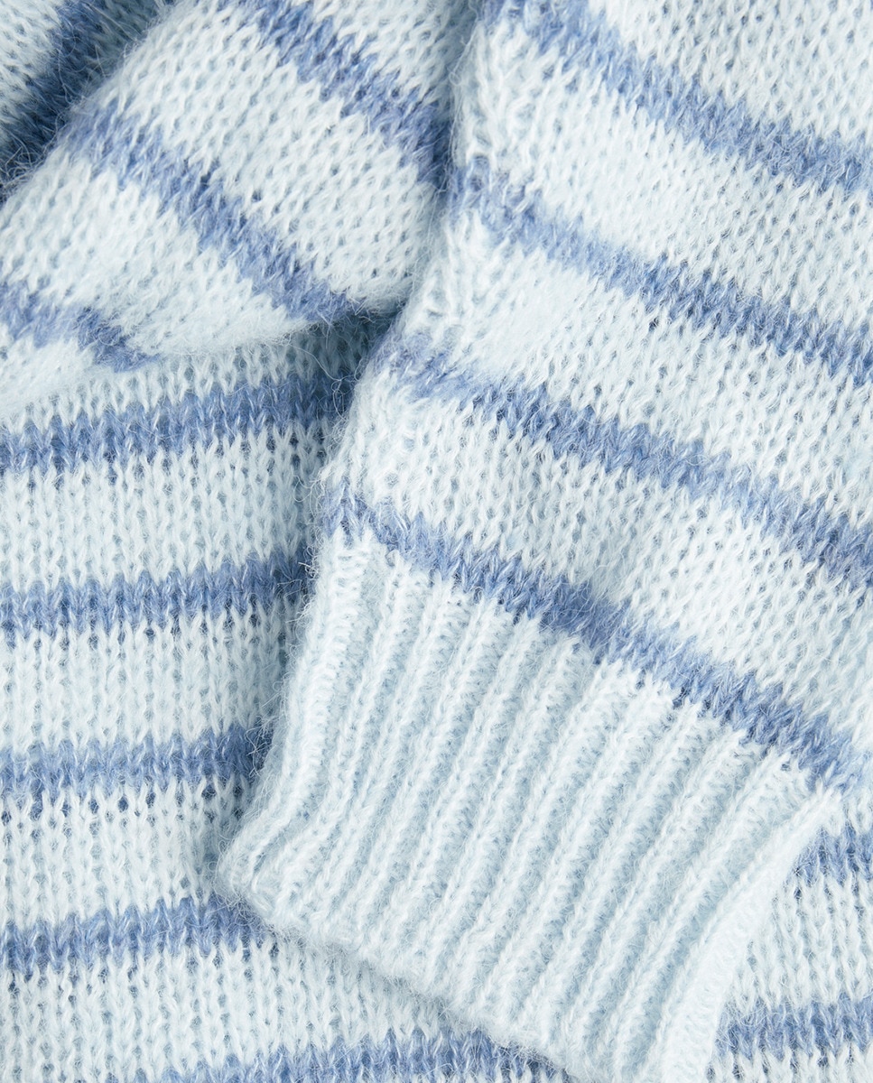 Camisola de Malha às Riscas Azul-claro-6