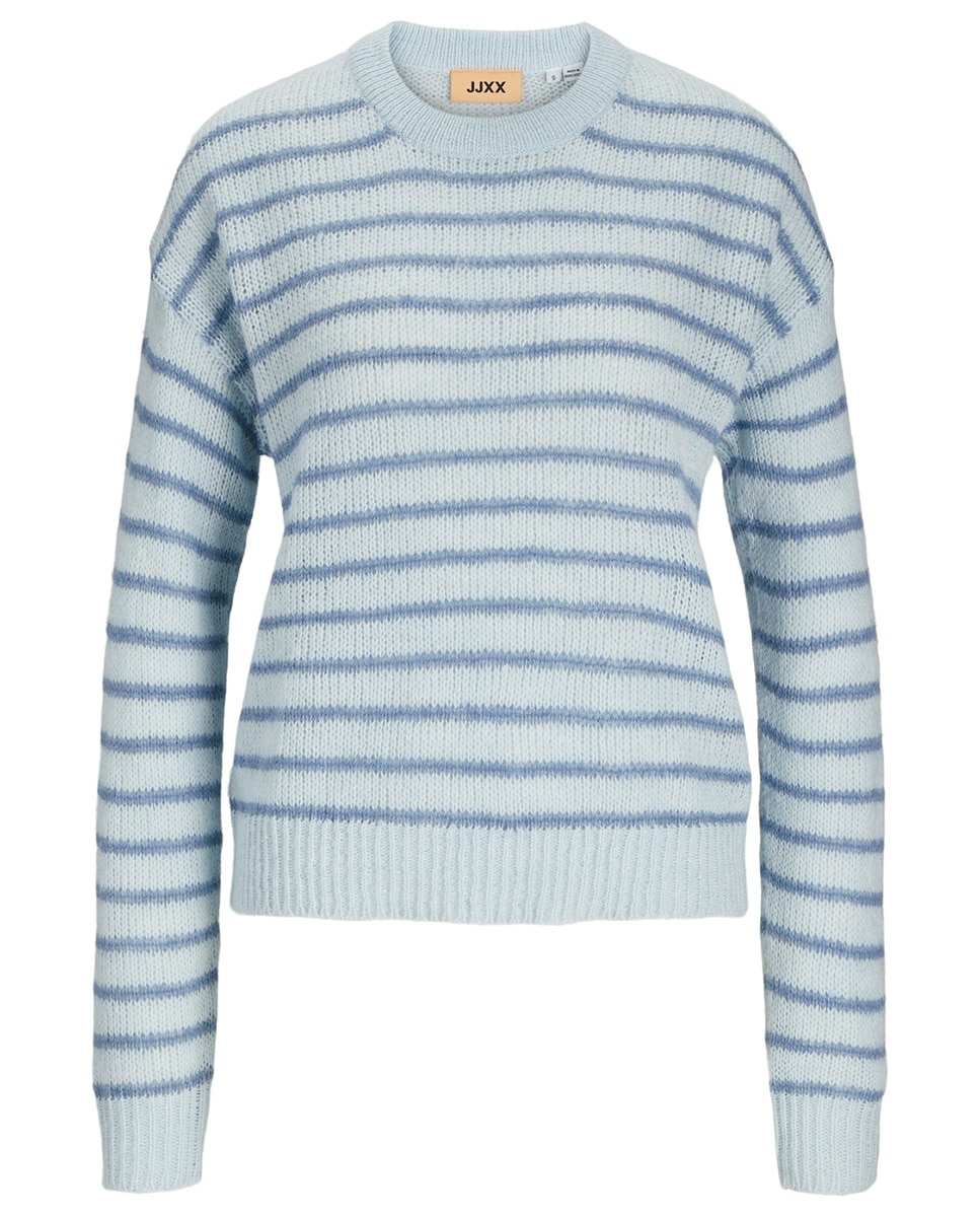 Camisola de Malha às Riscas Azul-claro-4