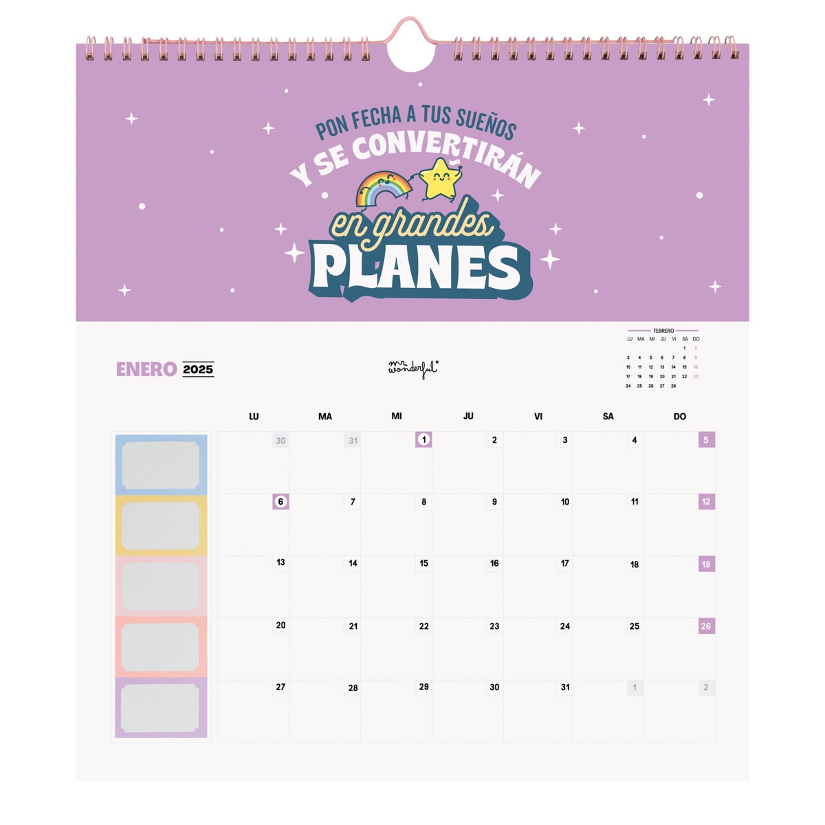 Calendario de pared rascarasca 2025 Mr Wonderful motivos para sonreír · Mr. Wonderful · El