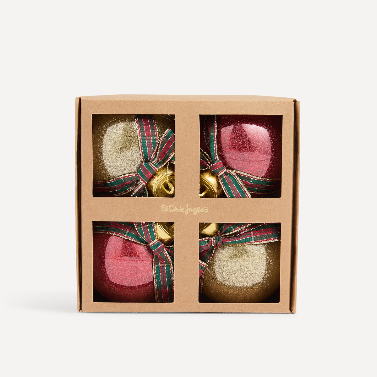Set de 4 bolas Tartán glitter Navidad El Corte Inglés Multicolor-3
