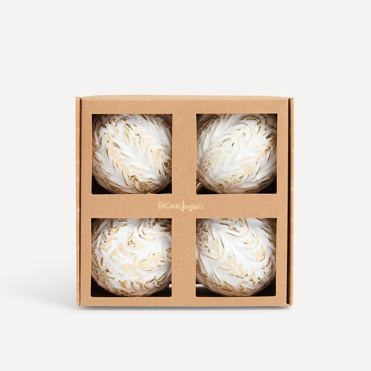 Set de 4 bolas Decapadas Navidad El Corte Inglés Blanco-3
