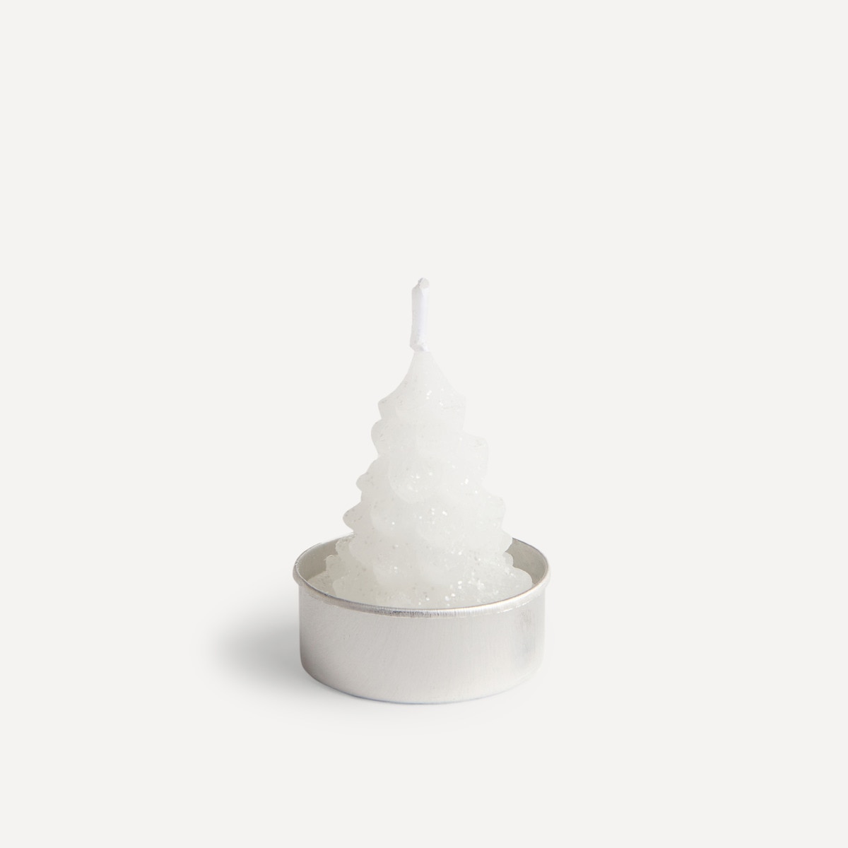 Conjunto de 6 Velas Tealight com Forma de Pinheiro Alongado Branco-2