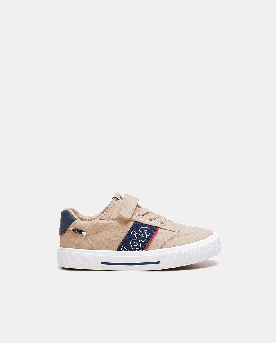 Sapatilhas de Lona com Fecho Aderente e Elástico Amarelo Camel-1
