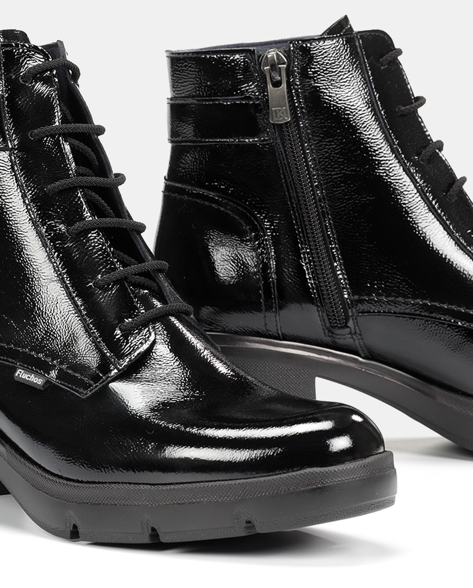 Botins em Pele com Fecho de Correr Preto-5