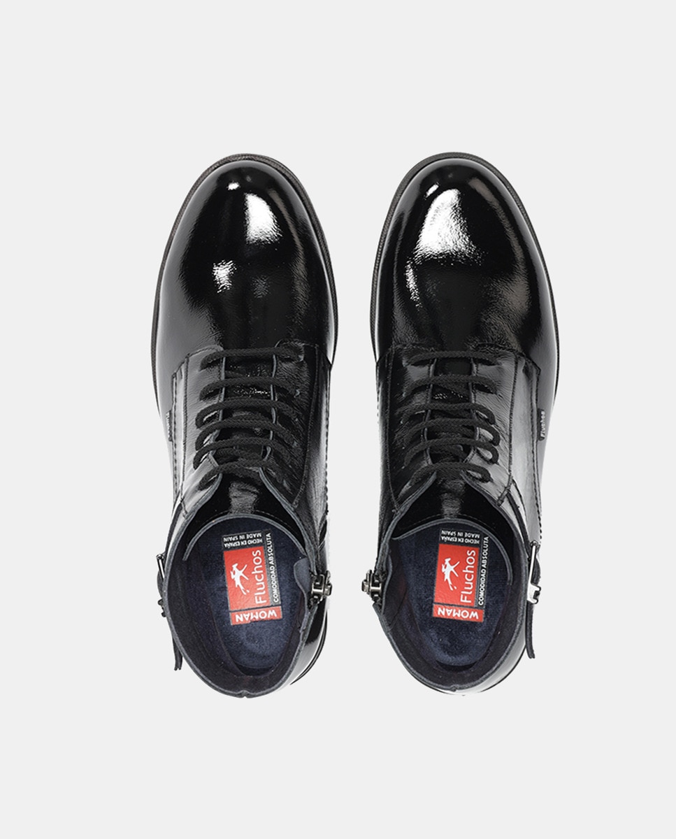 Botins em Pele com Fecho de Correr Preto-3