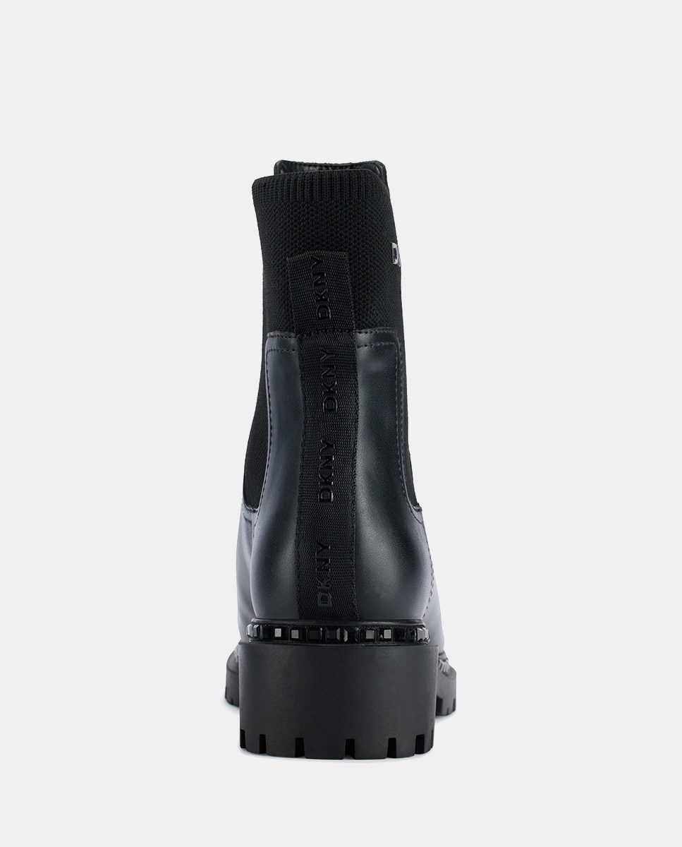 Botins Tipo Chelsea em Pele Preto-5