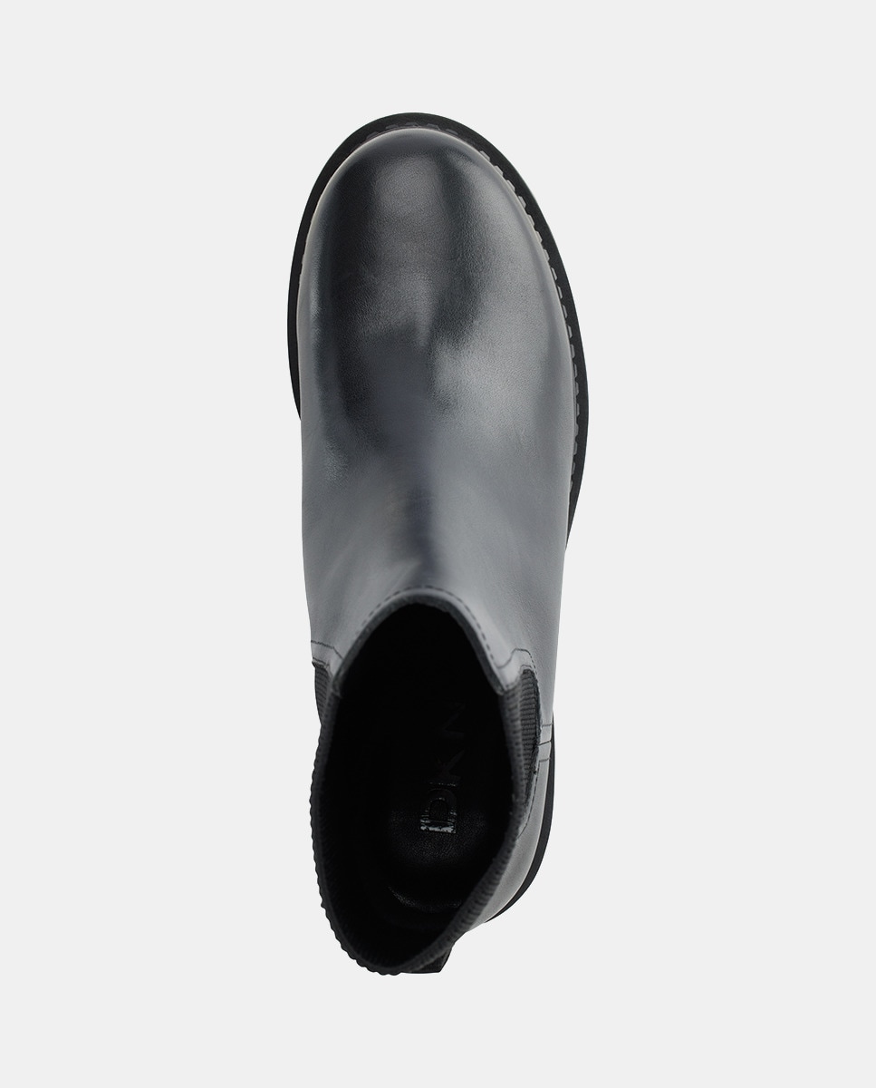 Botins Tipo Chelsea em Pele Preto-3