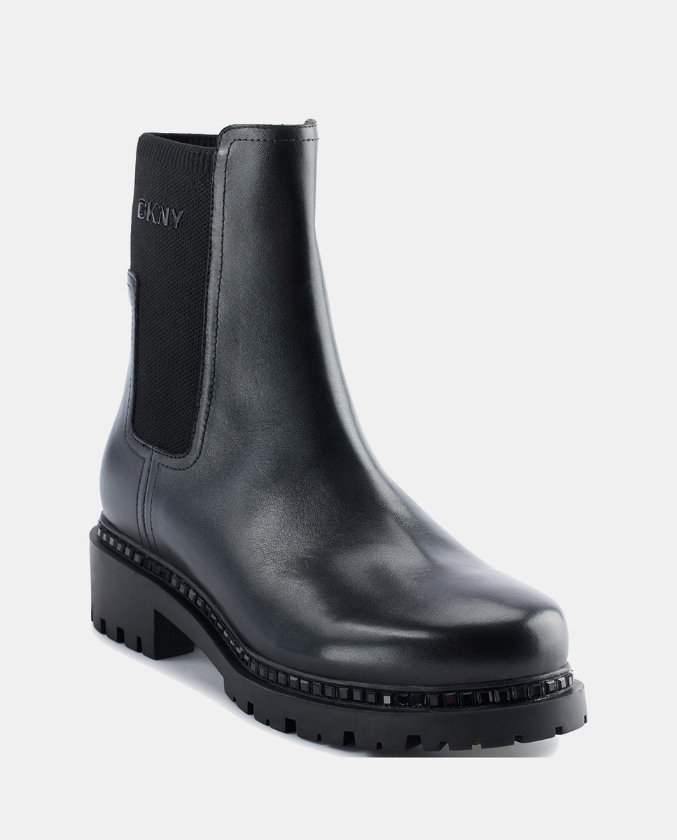 Botins Tipo Chelsea em Pele Preto-2