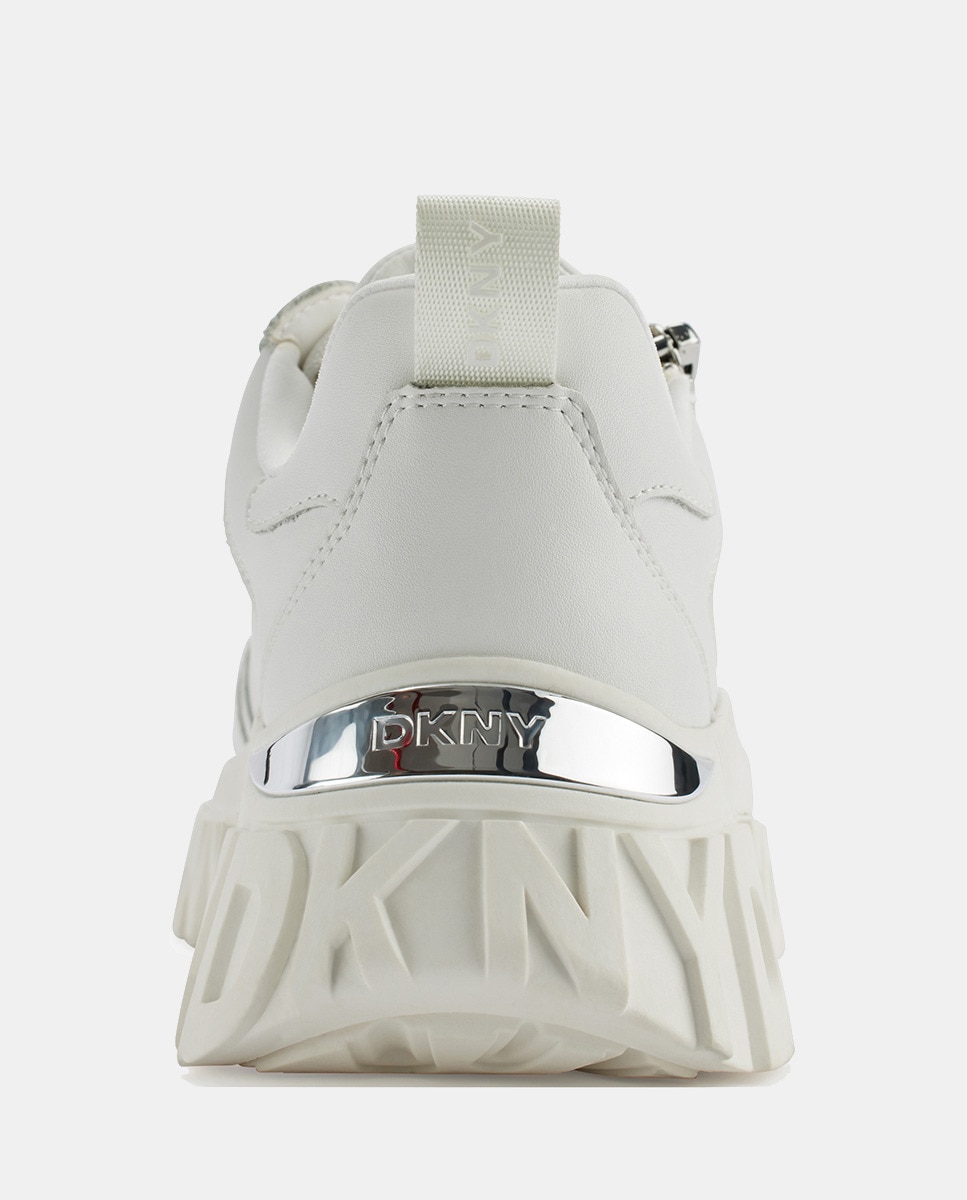 Sapatilhas com Plataforma e em Pele Branco-5