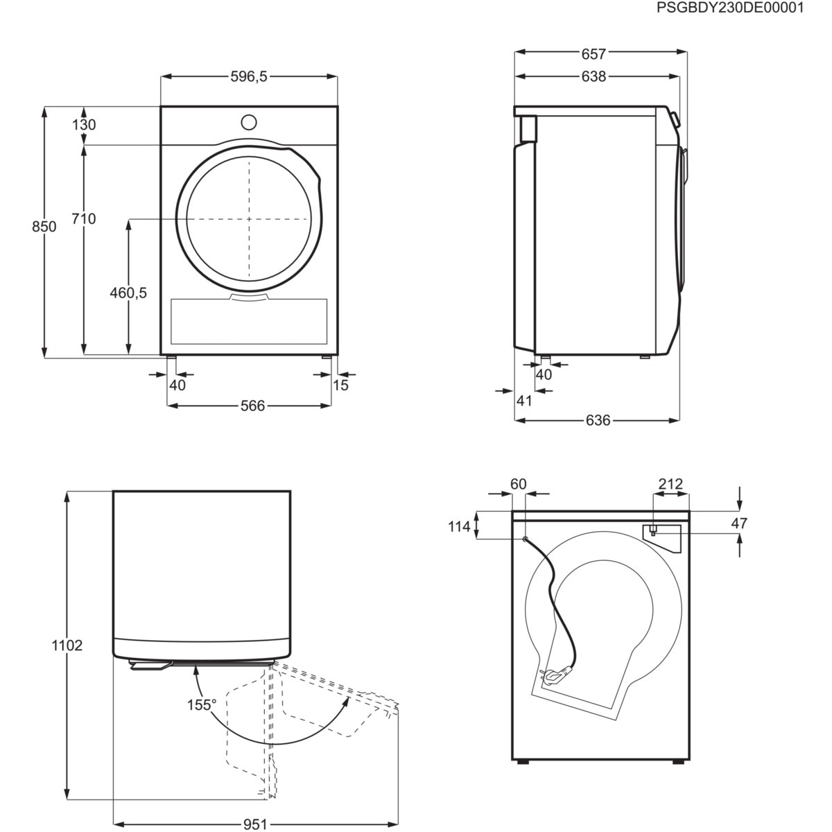 Máquina de Secar Roupa AEG Série 7000 TR719G4PB Bomba de Calor, SensiDry e de 9 Kg - Branco Branco-2