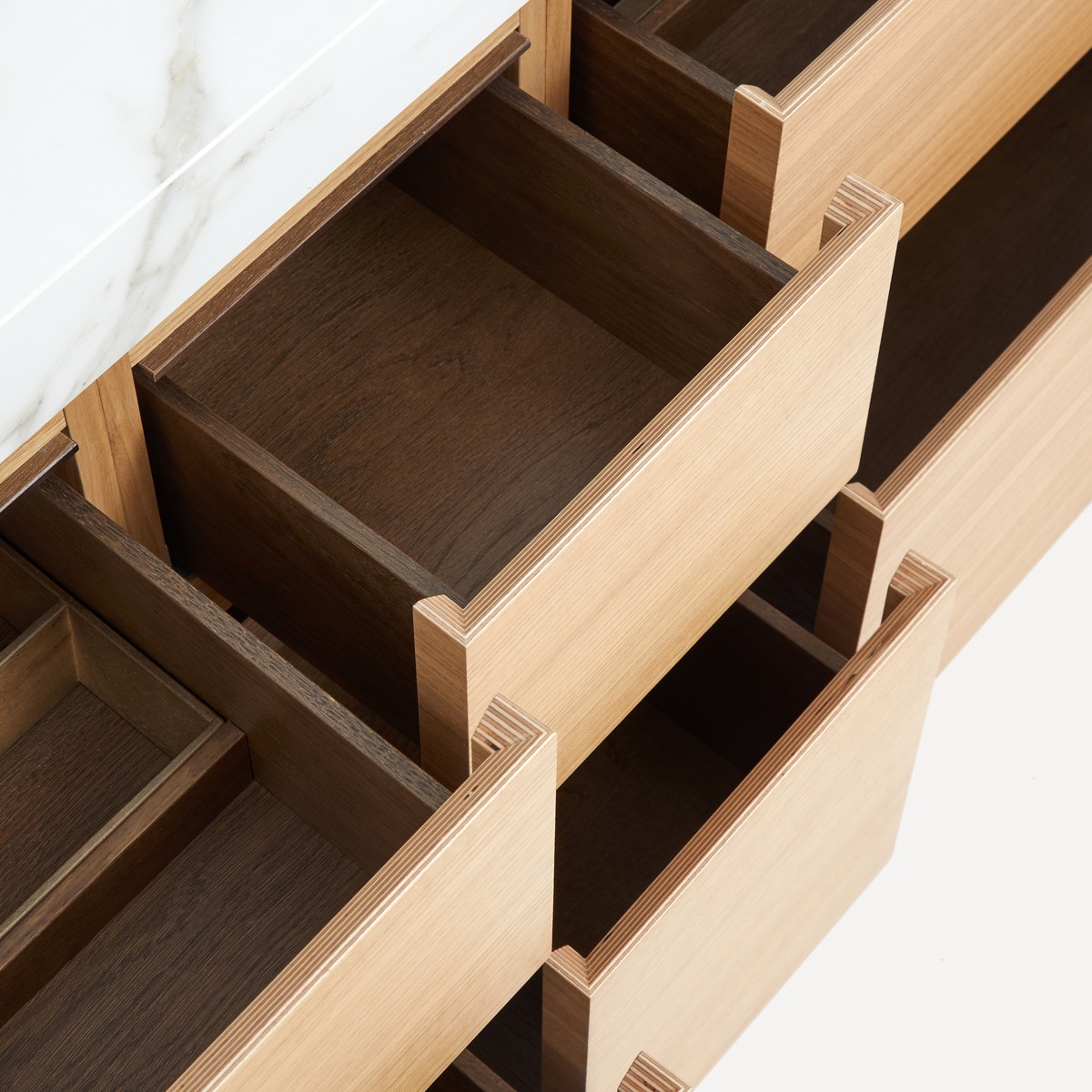 Móvel de Casa de Banho Duplo com 6 Gavetas e 2 Lavatórios Leo Carvalho-9