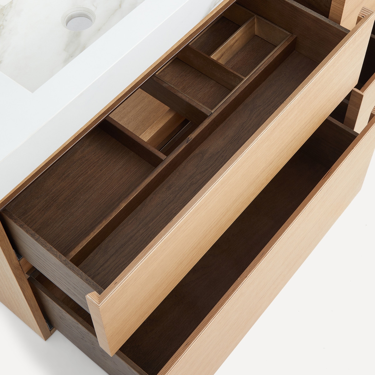 Móvel de Casa de Banho Duplo com 6 Gavetas e 2 Lavatórios Leo Carvalho-8