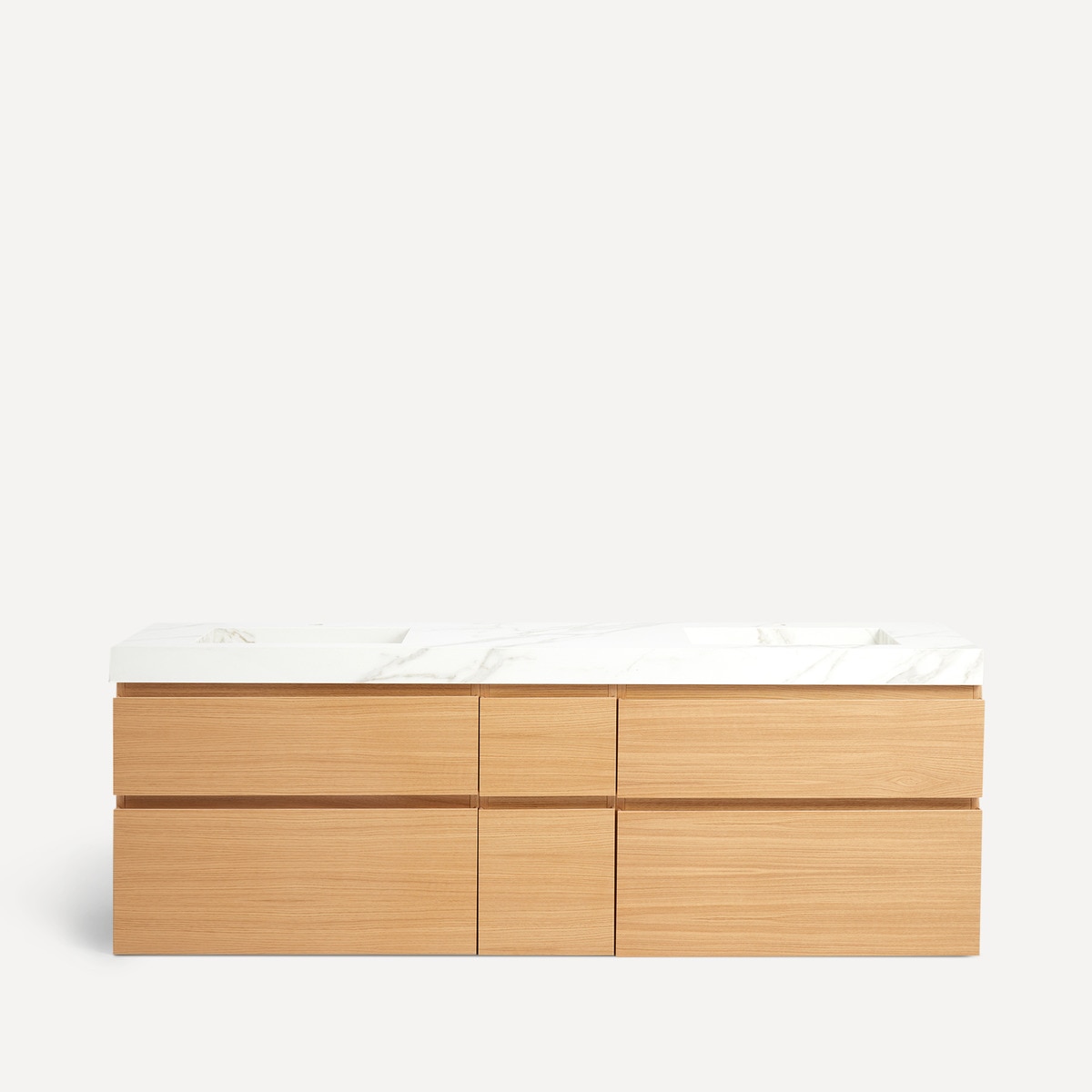 Móvel de Casa de Banho Duplo com 6 Gavetas e 2 Lavatórios Leo Carvalho-2