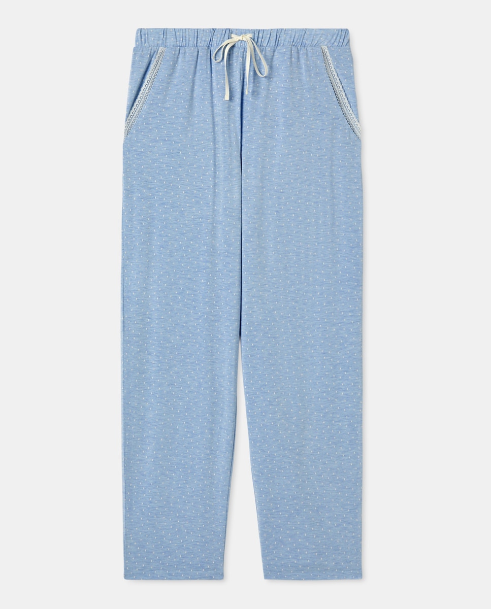 Calças de Pijama com Bolsos Azul-4