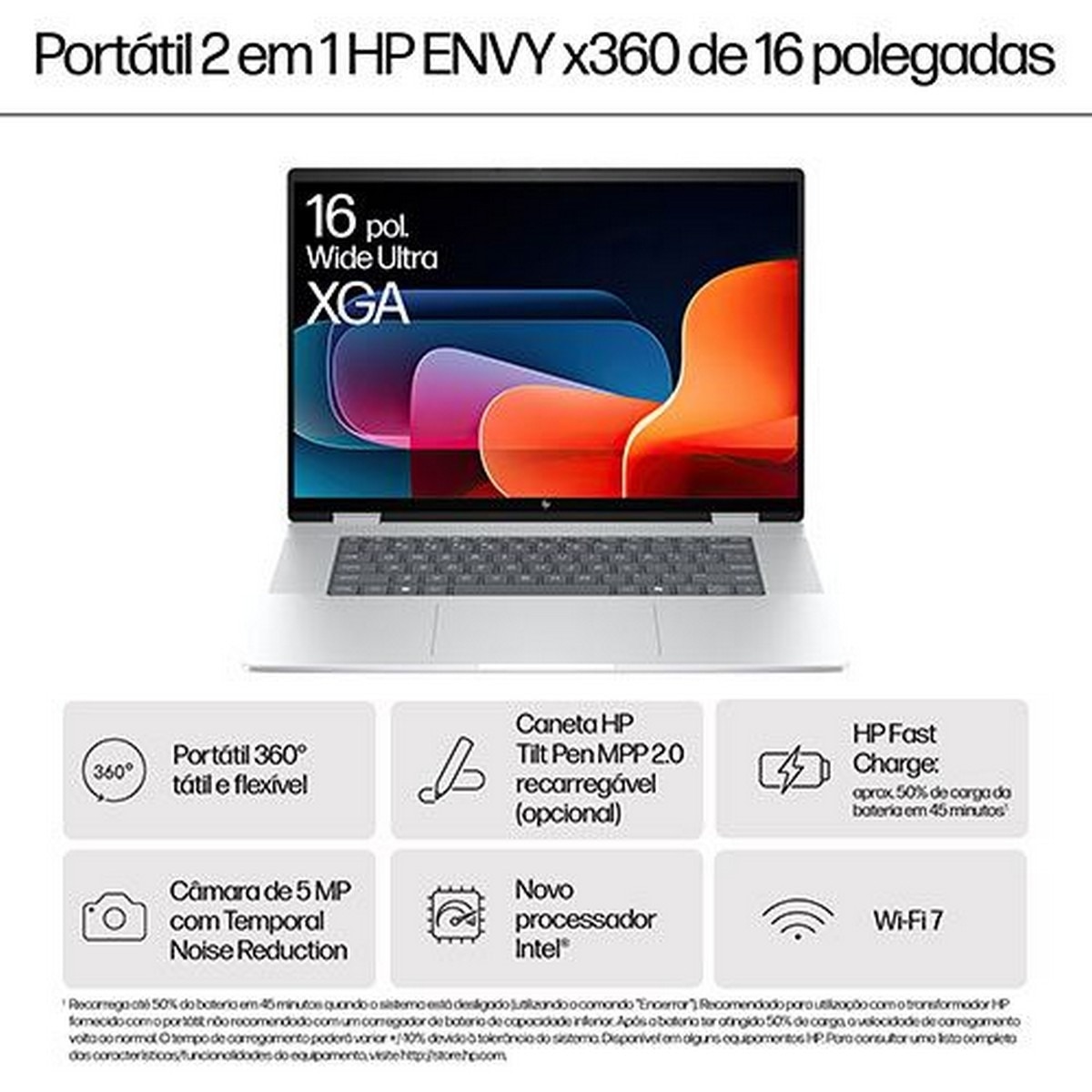 Computador Portátil HP Envy X360 16-ac0002np, 16'', Core Ultra 7 155U, RAM 16GB, 1TB SSD 4