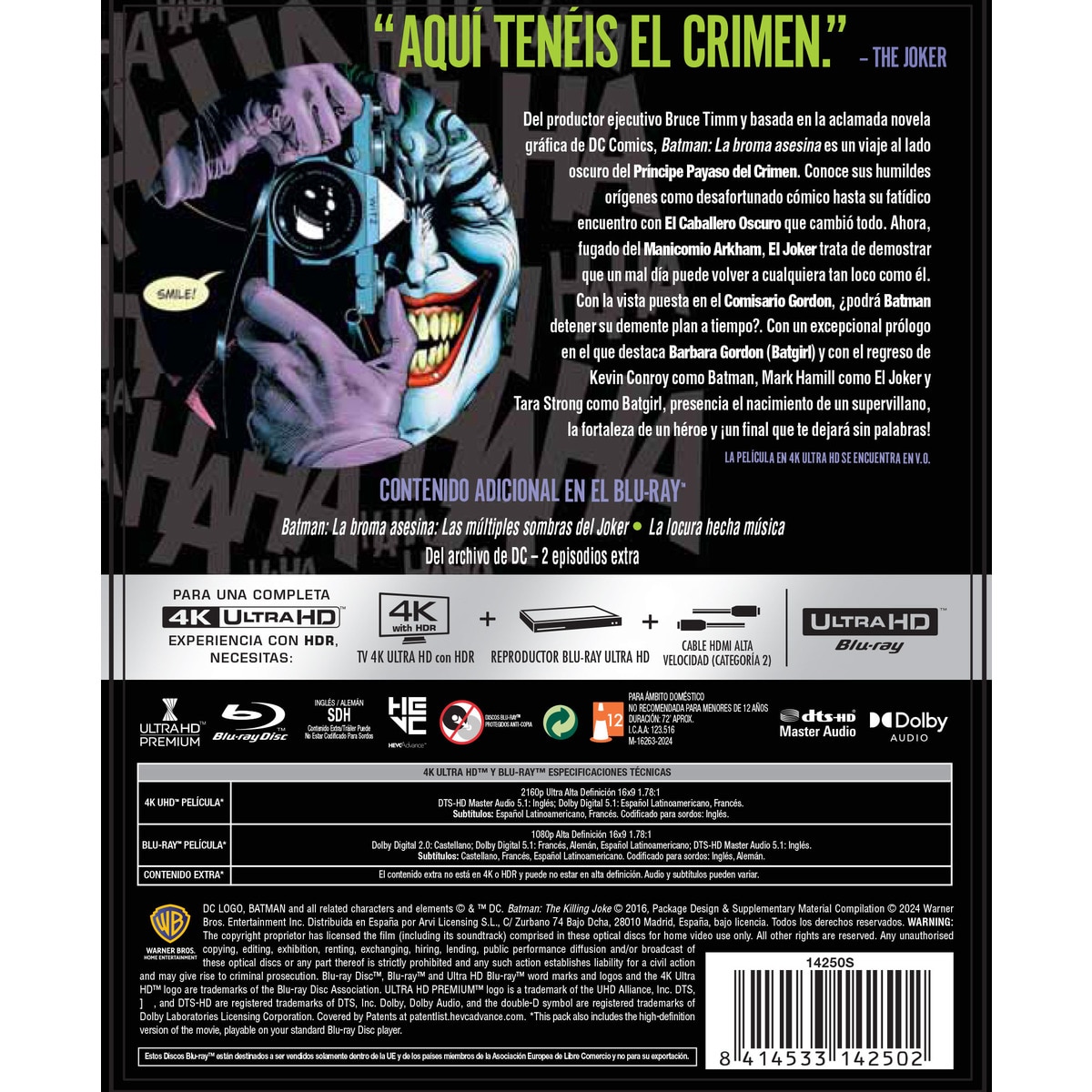 Batman: La Broma Asesina (Edición especial metálica) (4K Ultra HD + Blu ...