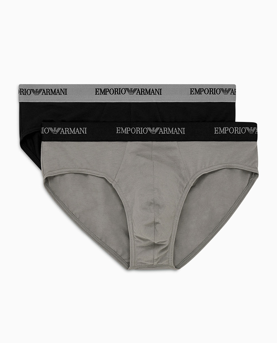Pack de 2 slips de malha de homem Emporio Armani de várias cores Estampado-5