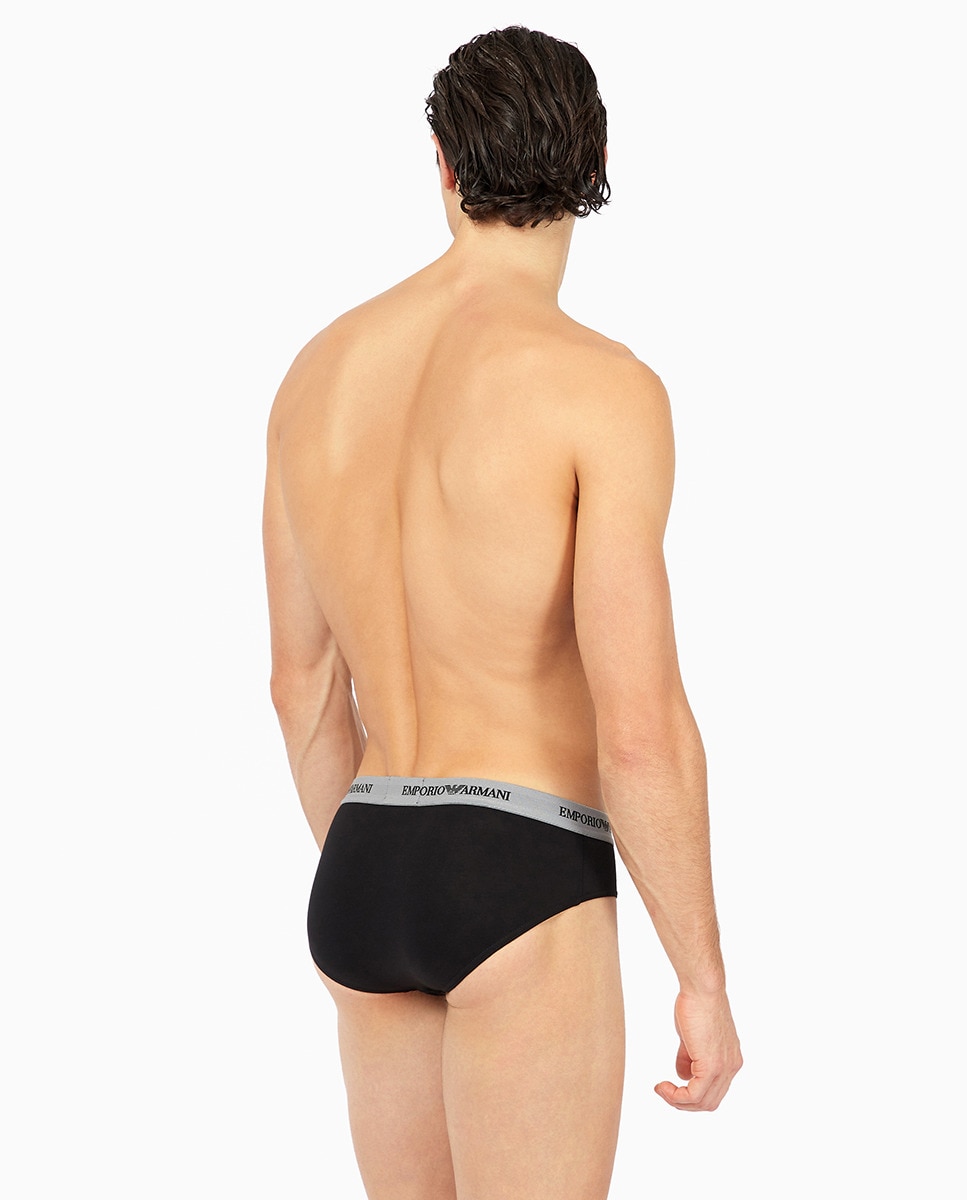 Pack de 2 slips de malha de homem Emporio Armani de várias cores Estampado-3