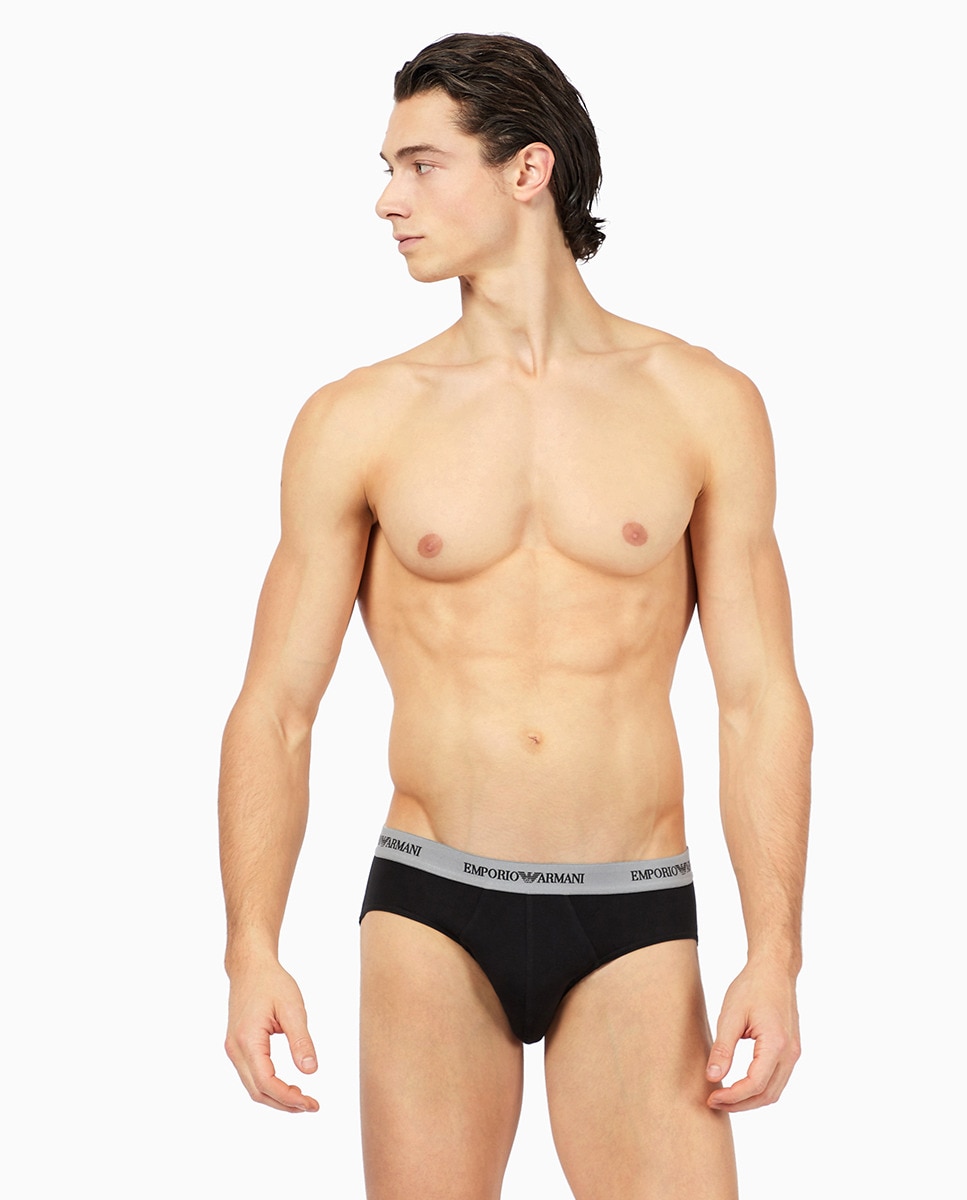 Pack de 2 slips de malha de homem Emporio Armani de várias cores Estampado-2
