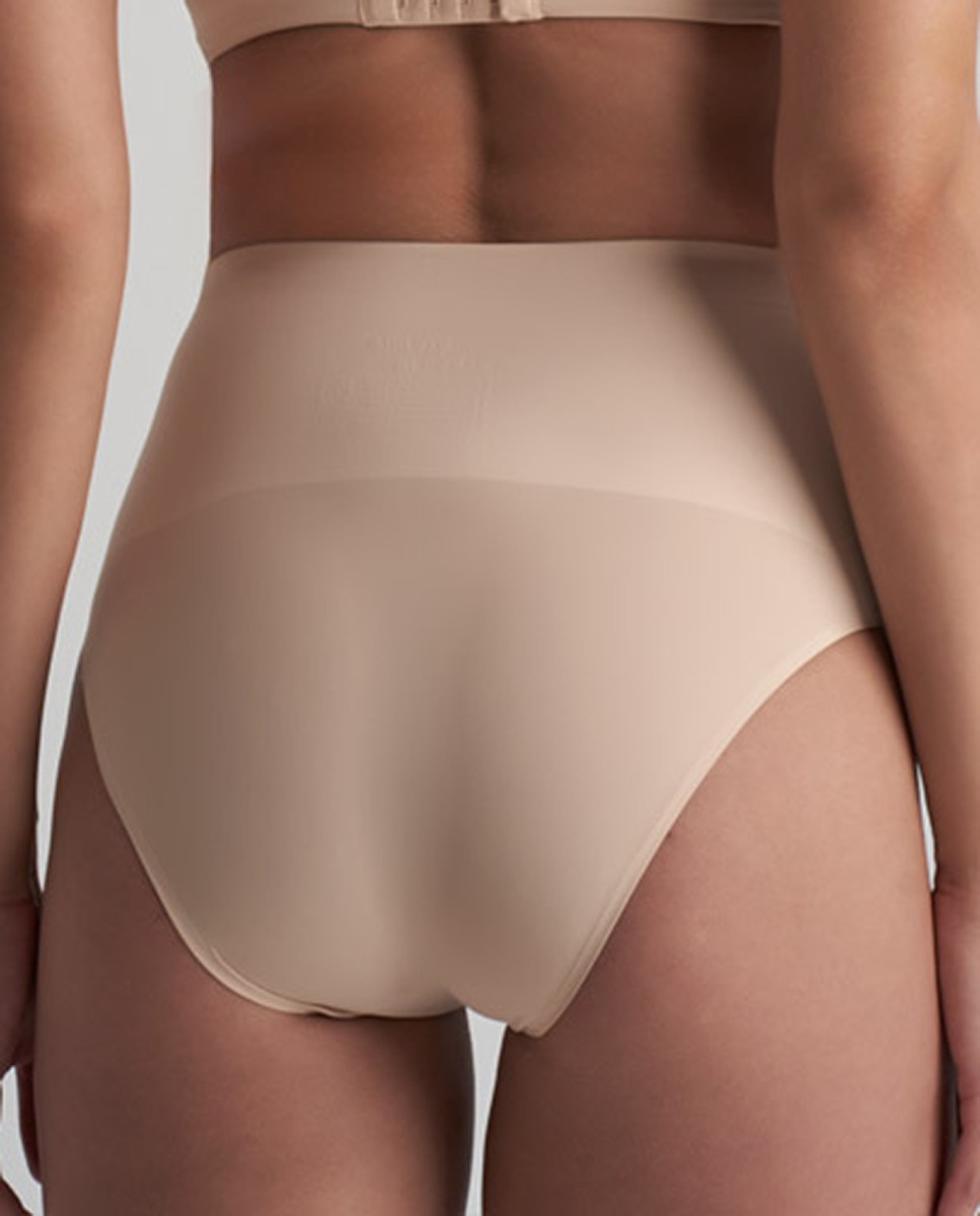 Cueca Adelgaçante de Controlo Super Firme de Abdómen e Cintura Média Bege-2