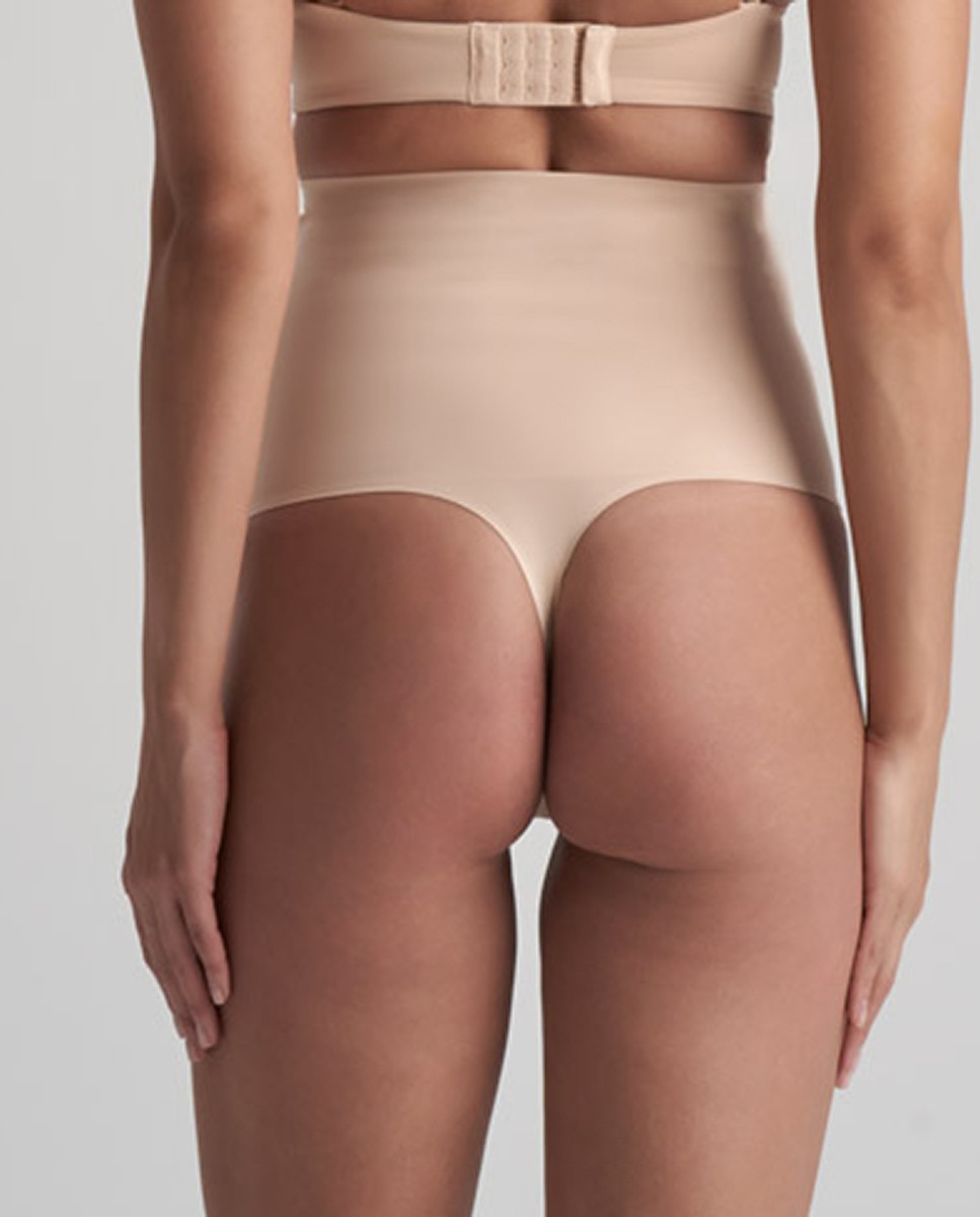 Tanga de Cintura Subida com Controlo de Barriga Bege-2