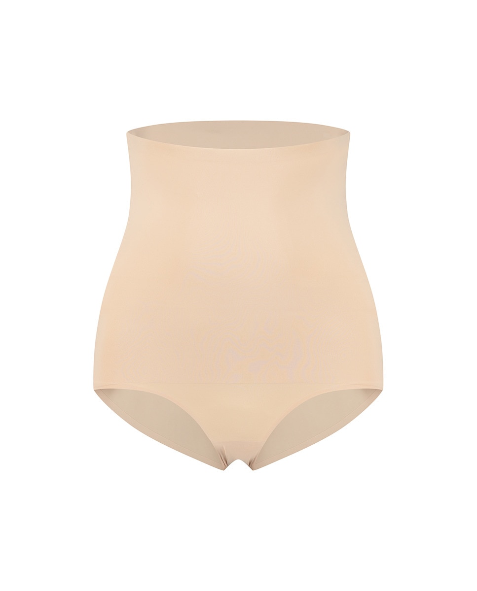 Cueca de Cintura Subida com Controlo de Barriga Bege-4