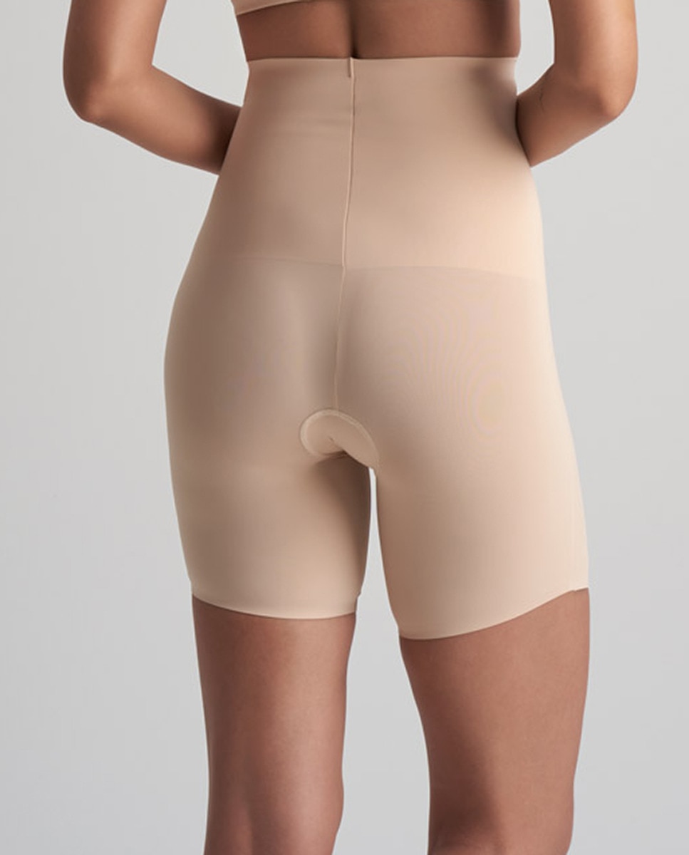 Calções de Cintura Subida com Controlo de Barriga Bege-2