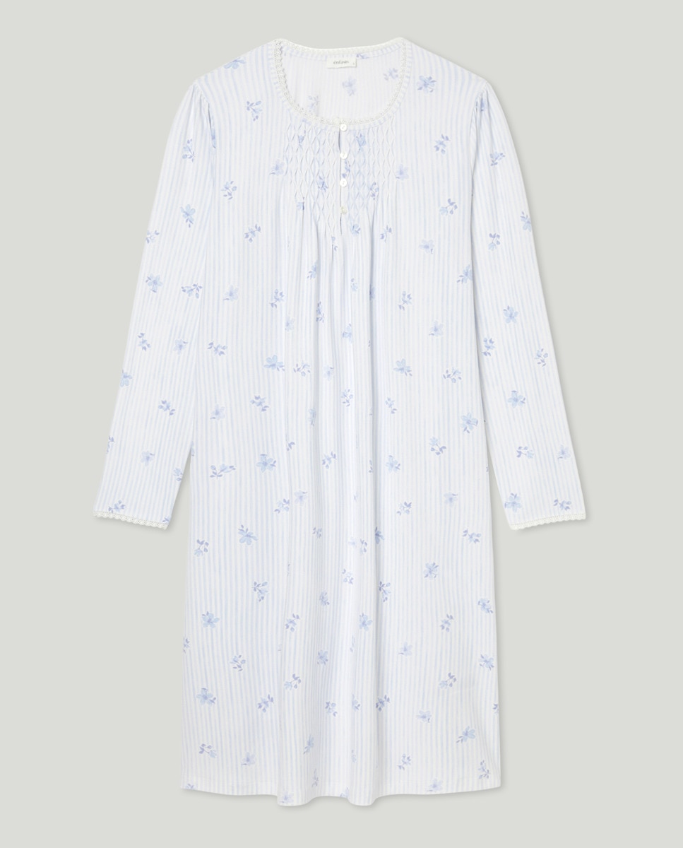 Camisa de Dormir com Carcela com Pregas 400 Azul-3