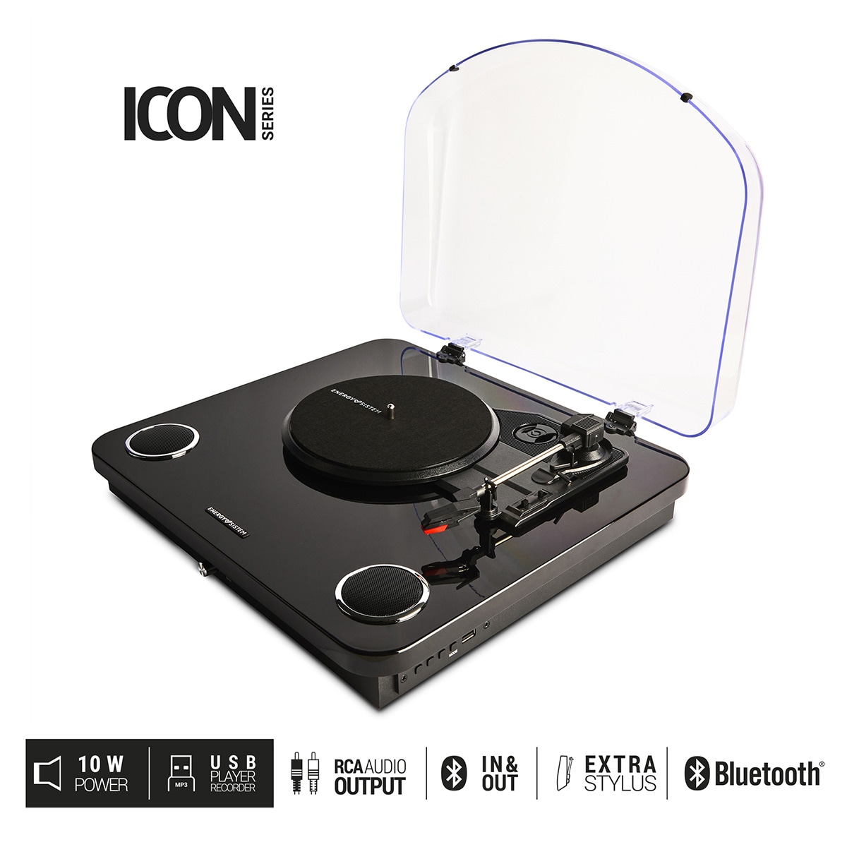 Tocadiscos Energy Sistem BlackSpin 10W, Bluetooth Negro-2