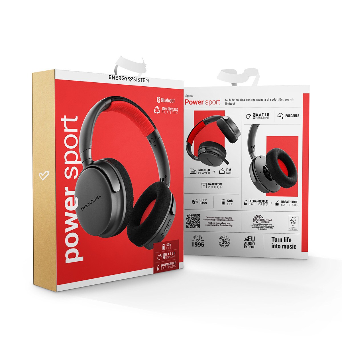 Auriculares de diadema Energy Sistem Power Sport, Bluetooth 5.3, Negro Negro-10