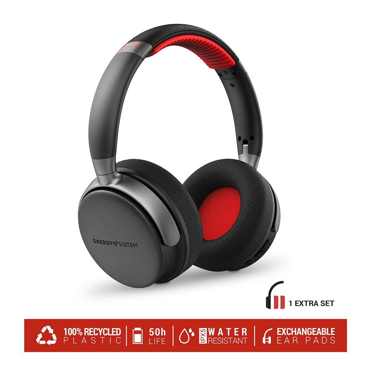 Auriculares de diadema Energy Sistem Power Sport, Bluetooth 5.3, Negro Negro-6