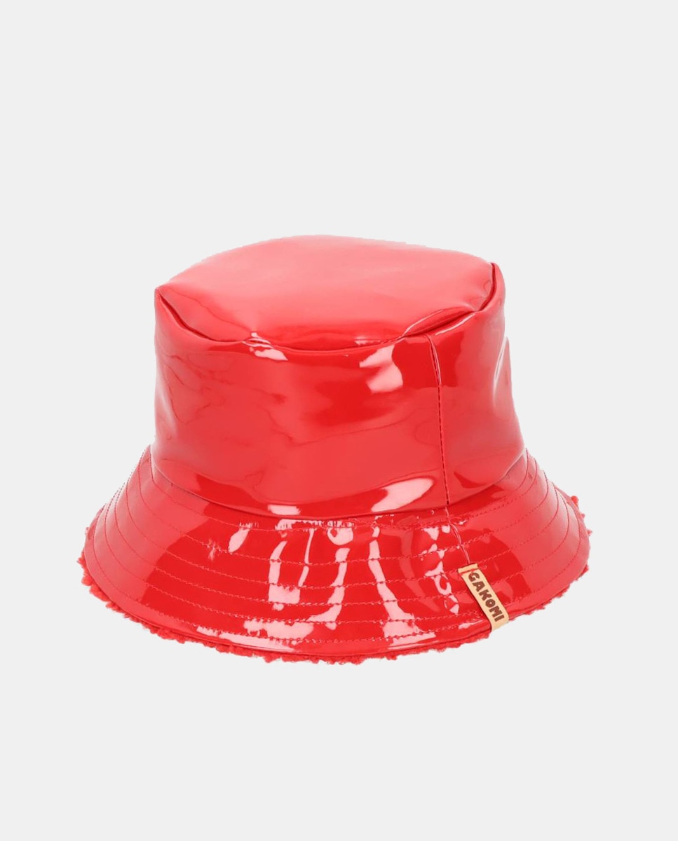 Chapéu com Verniz e Aba S Tricolor Vermelho-1