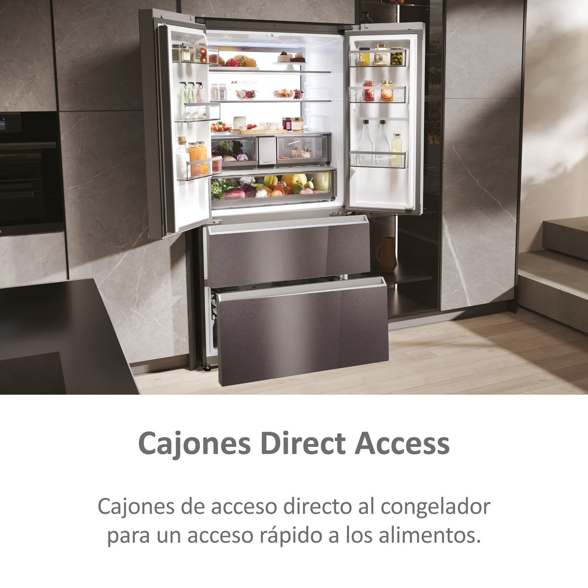 Frigorífico americano Haier, Total no Frost, Motor Inverter,FD 90 Series 7 - HFR79F19EFGK Glass Inox Look-11