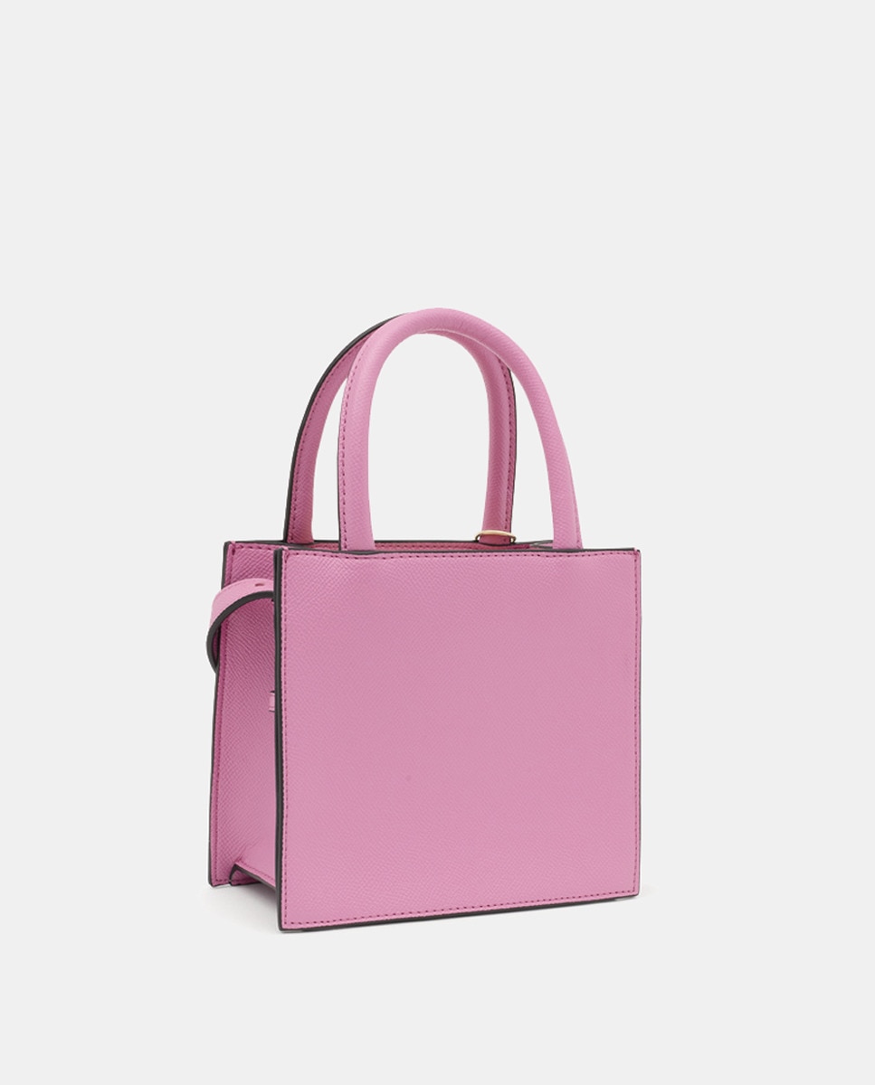 Mini Mala de Mão Quadrada com Detalhe do Urso e Alça da Coleção Brenda - Rosa-Escuro Rosa-4