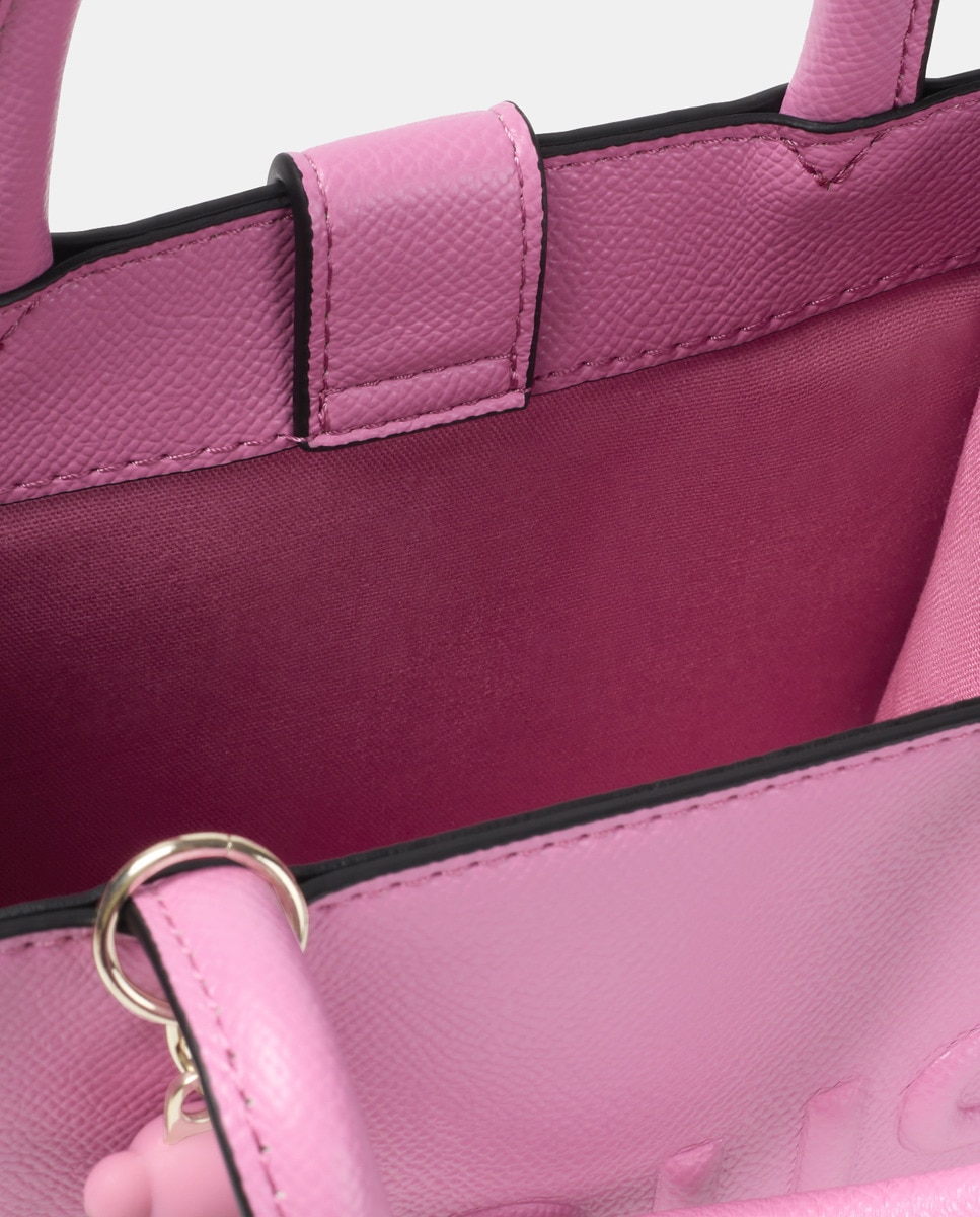 Mini Mala de Mão Quadrada com Detalhe do Urso e Alça da Coleção Brenda - Rosa-Escuro Rosa-5