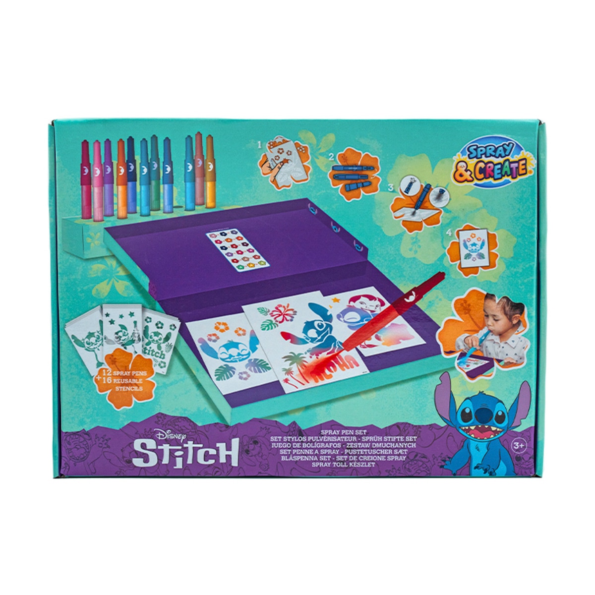Imagen 0 de Caja de Dibujo Aerografos y Plantillas Stitch Canenco