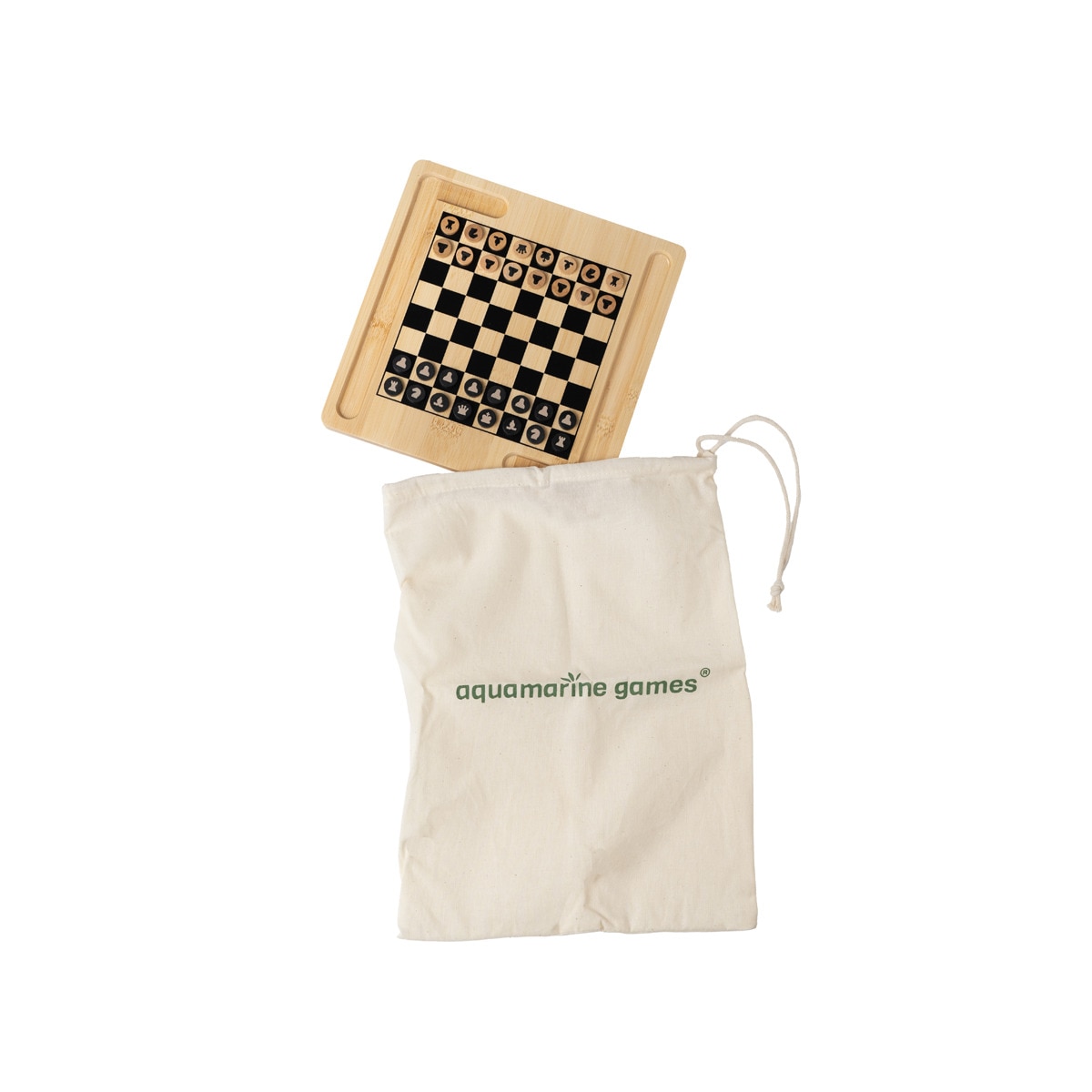 Aquamarine Games Gioco Tris In Legno Di Bambù FSC100% - Set Da Viaggio Con Borsa, Per 2 Giocatori, Design Moderno E Resistente - 3