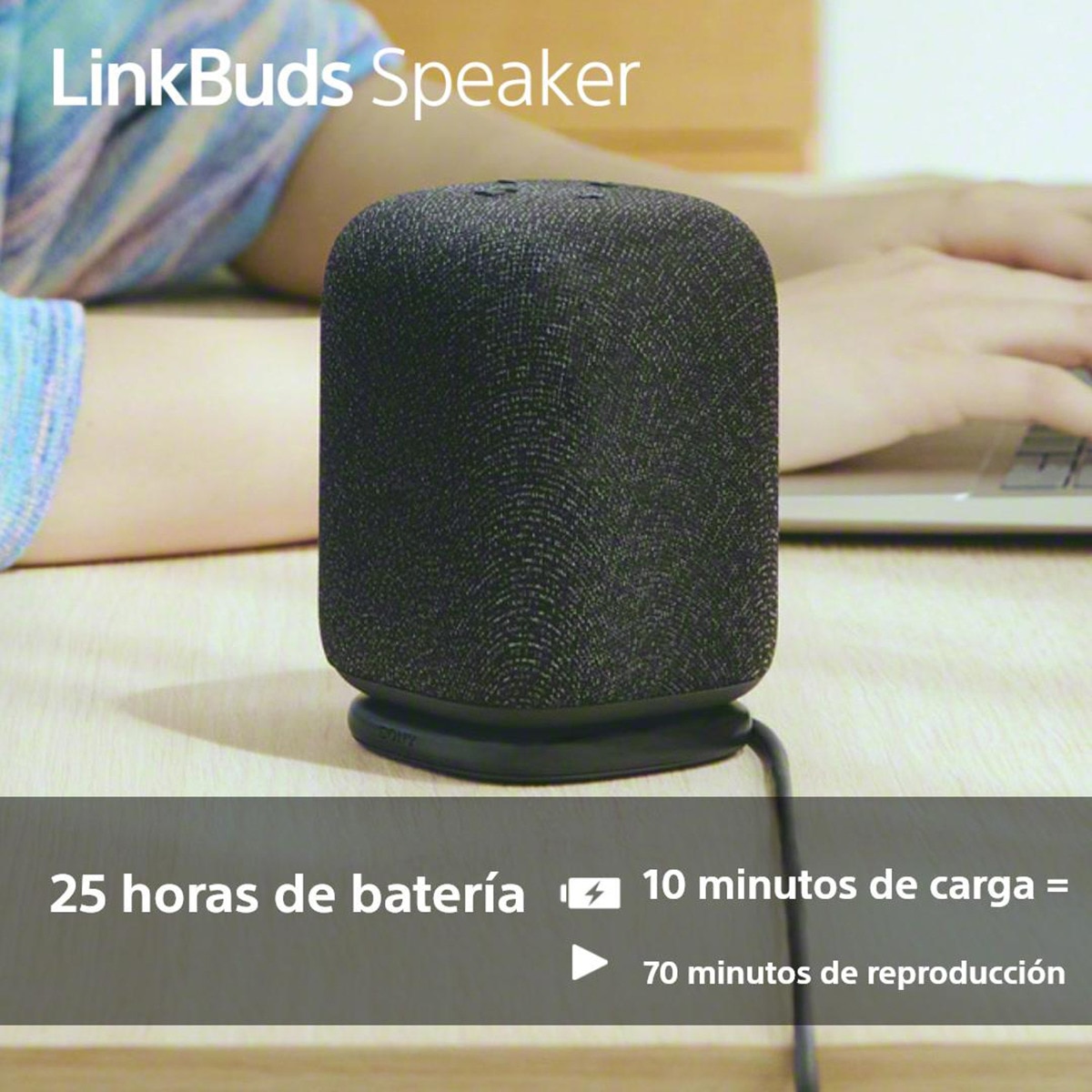 Altavoz portátil inalámbrico Sony LinkBuds, Bluetooth, resistente al agua IPX4, 12h de batería, llamadas nítidas, exteriores, viajes, Negro Negro-8