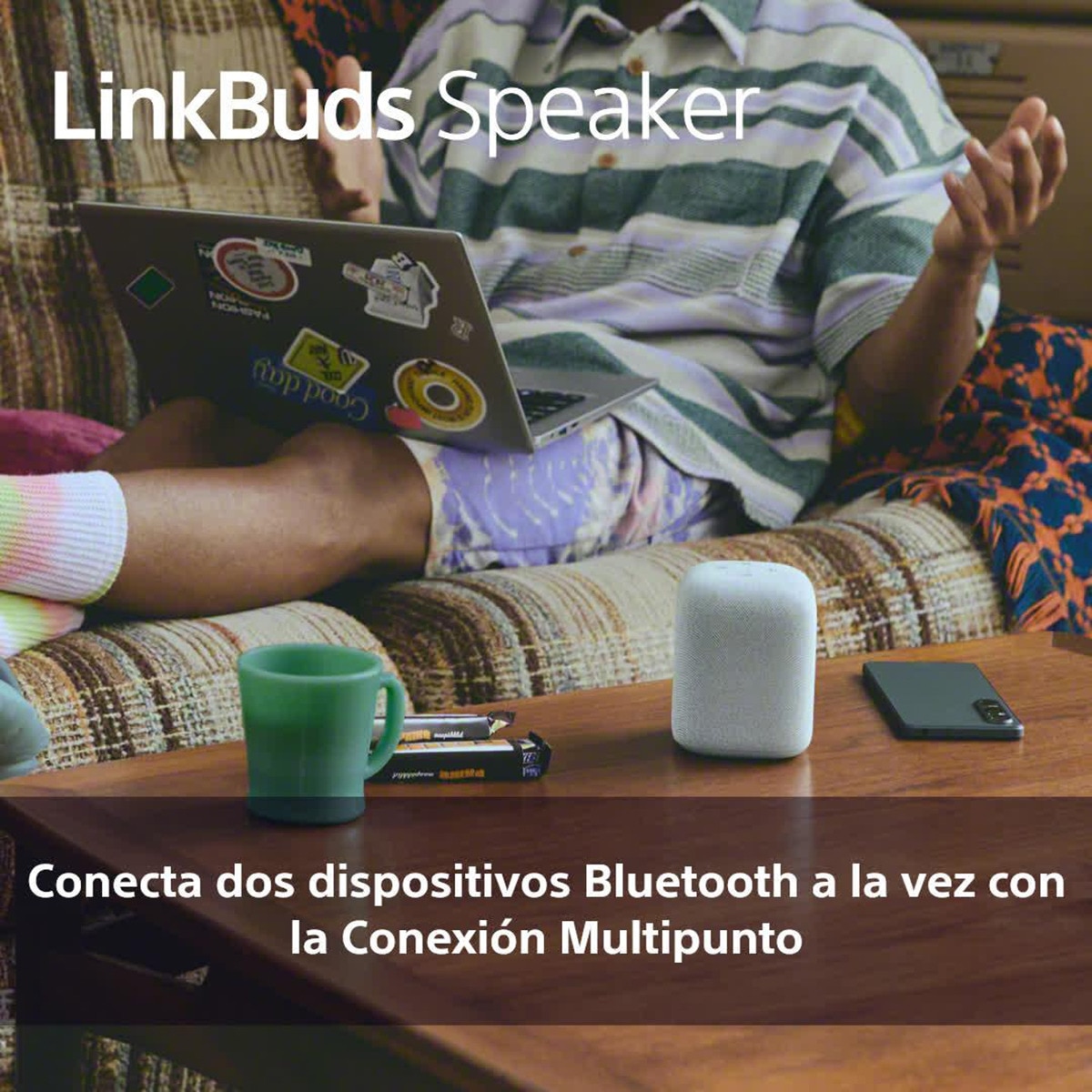 Altavoz portátil inalámbrico Sony LinkBuds, Bluetooth, resistente al agua IPX4, 12h de batería, llamadas nítidas, exteriores, viajes, Negro Negro-7