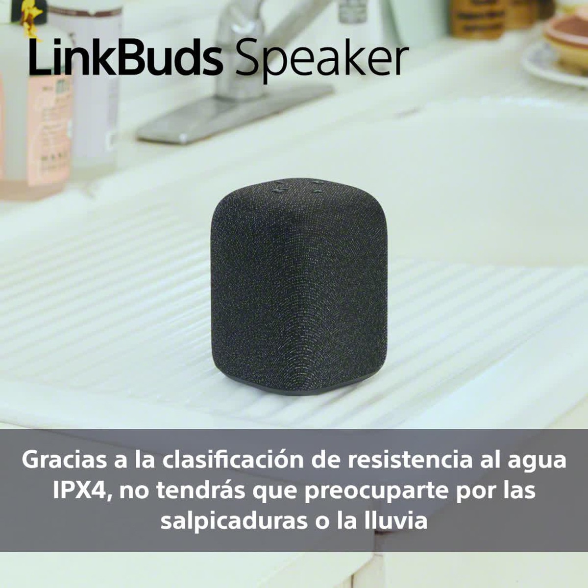 Altavoz portátil inalámbrico Sony LinkBuds, Bluetooth, resistente al agua IPX4, 12h de batería, llamadas nítidas, exteriores, viajes, Negro Negro-9