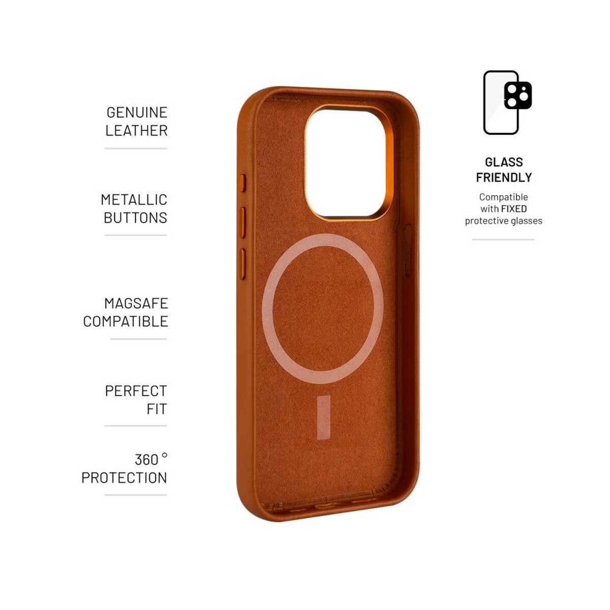 Capa Fixed MagLeather com MagSafe para iPhone 16 Pro Max - Castanho 5